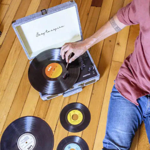 Tocadiscos Bluetooth VC400 PRIXTON Reproductor y Convertidor de Vinilos - Gris