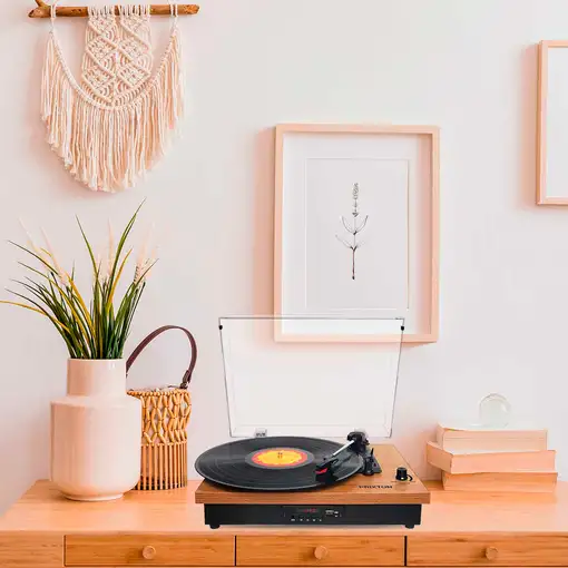 Tocadiscos Bluetooth Studio PRIXTON Reproductor y Convertidor de Vinilos - Madera