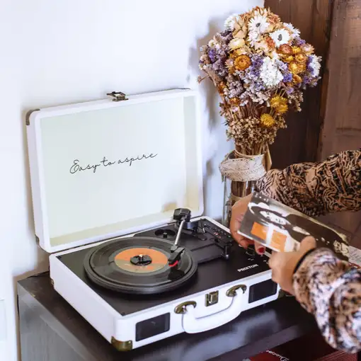 Tocadiscos Bluetooth VC400 PRIXTON Reproductor y Convertidor de Vinilos - Blanco