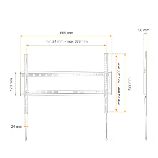 Soporte TV pared fijo 55 a 70\ VESA 600x400 Kaorka 474402 Negro