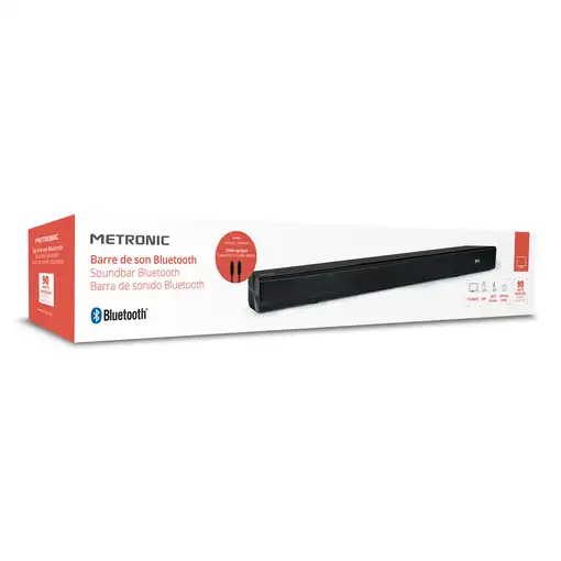 Barra de Sonido Bluetooth 5.3,90W,Estéreo 2.0,TV/PC,USB,AUX,Óptica Metronic 477591