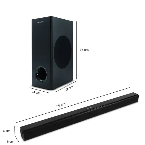 Barra de Sonido Bluetooth Subwoofer 180W TV USB AUX Óptica Mando Metronic 477592