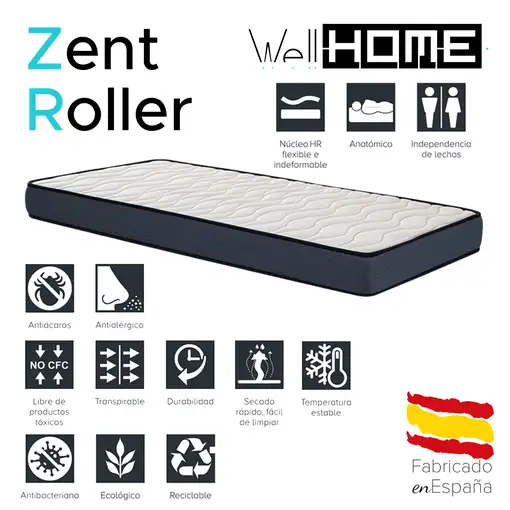 Colchón ZENT ROLLER , Medida 135x190cm (17cm), Transpirable, Adaptable, Atérmico