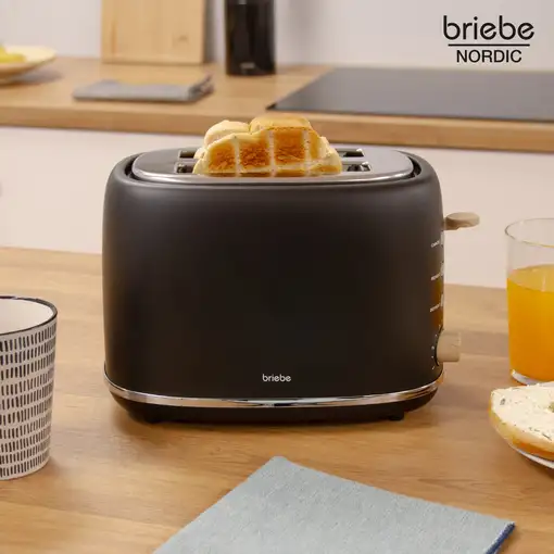 Tostadora Pan Ranura Ancha,Tostador 2 Rebanadas,6 Niveles Tostado,TA1166BLK Briebe