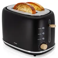 Tostadora Pan Ranura Ancha,Tostador 2 Rebanadas,6 Niveles Tostado,TA1166BLK Briebe