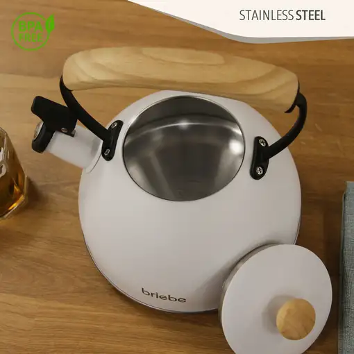 Set Tostadora Pan 2 Rebanadas + Tetera 2,3L Acero Inox,Inducción SKT1177WHT Briebe