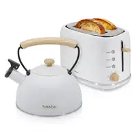Set Tostadora Pan 2 Rebanadas + Tetera 2,3L Acero Inox,Inducción SKT1177WHT Briebe