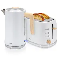 Set Tostadora Pan Ranura Ancha 2 Rebanadas + Hervidor  Agua 1,7L SKT1167WHT Briebe