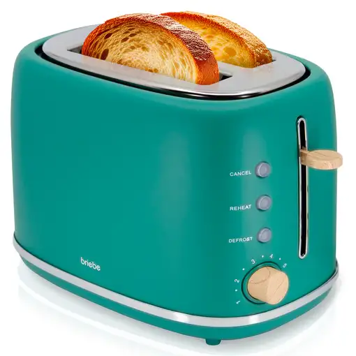 Tostadora Pan Ranura Ancha,Tostador 2 Rebanadas,6 Niveles Tostado,TA1166GRE Briebe
