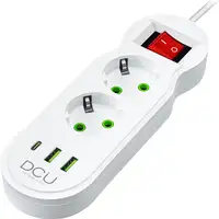 Regleta multifunción 2 tomas + 3 puertos USB (5V/ 2.1A) 10.5W