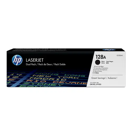 HP Pack de ahorro de 2 cartuchos de tóner original LaserJet 128A negro