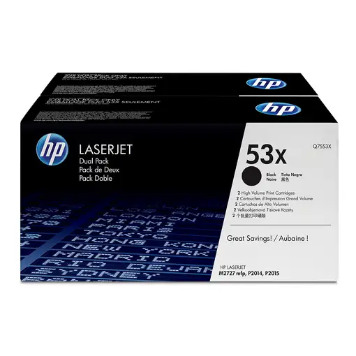 HP Pack de ahorro de 2 cartuchos de tóner original LaserJet 53X de alta capacidad