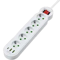 Regleta multifunción 5 tomas + 3 puertos USB (5V/ 2.1A) 10.5W