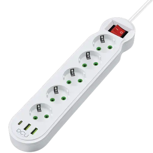 Regleta multifunción 5 tomas + 3 puertos USB (5V/ 2.1A) 10.5W