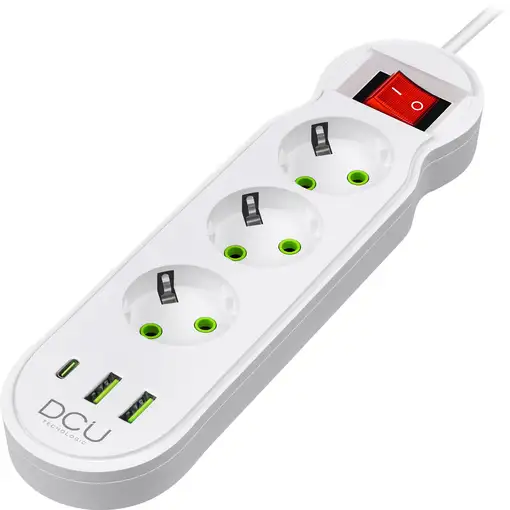 Regleta multifunción 3 tomas + 3 puertos USB (5V/ 2.1A) 10.5W