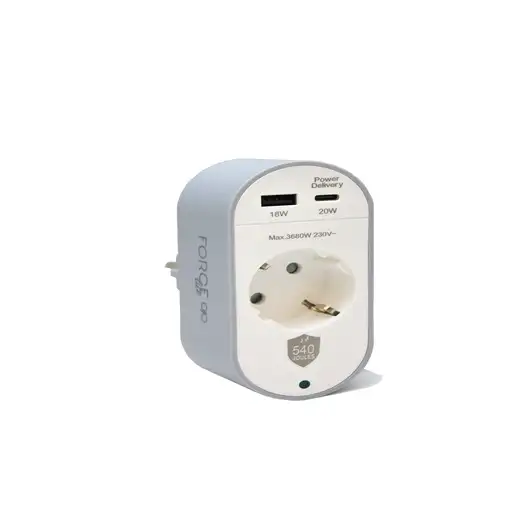 Regleta protec.sobret.1 toma USB A+C F152691 Garantía de por vida Force Power Lite