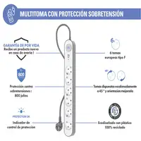 Regleta 6 Tomas protectora 1,5 m F152435 garantia de por vida Force Power Lite