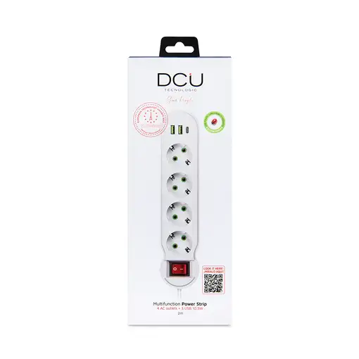Regleta multifunción 4 tomas + 3 puertos USB (5V/ 2.1A) 10.5W
