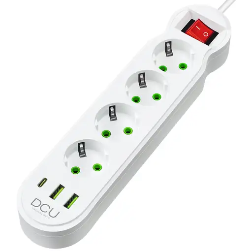 Regleta multifunción 4 tomas + 3 puertos USB (5V/ 2.1A) 10.5W