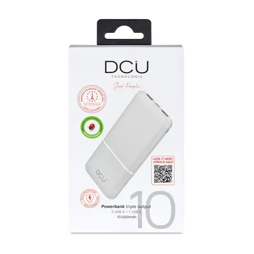 Power Bank 10.000mAh con triple salida USB blanco