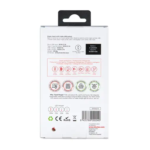 Power Bank 10.000mAh con triple salida USB blanco