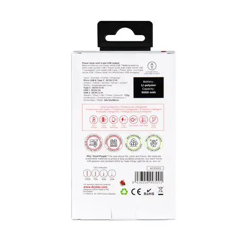 Power Bank triple salida 2 USB + USB C 5.000mAh