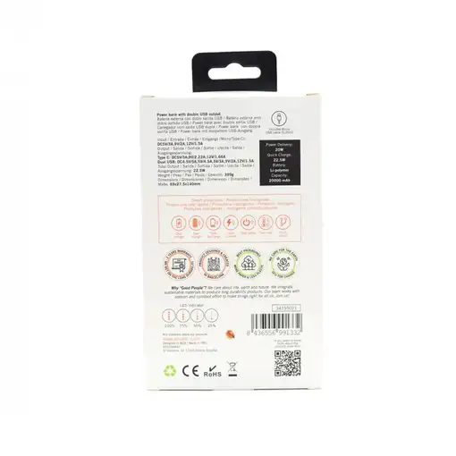Power Bank doble salida USB Power Delivery 20W + Quick Charge 22.5W 20000mAh
