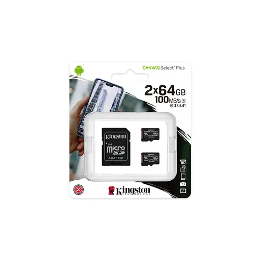 Kingston Technology Paquete de dos tarjetas micSDXC Canvas Select Plus 100R A1 C10