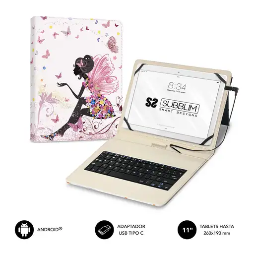 Funda Con Teclado Micro Usb Usb 11\ Hadas