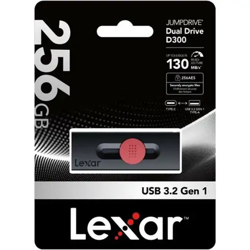 Lexar JumpDrive Dual Drive D300 unidad flash USB 256 GB USB Type-A / USB Type-C 3.