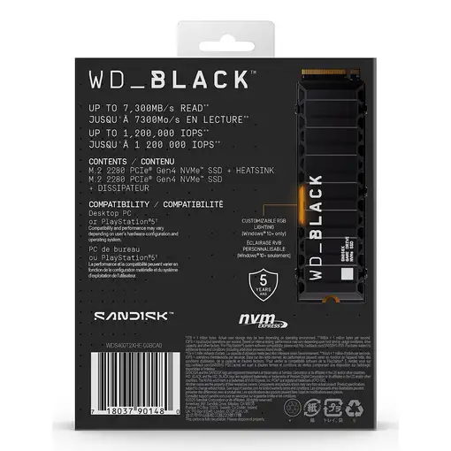 Western Digital WD_BLACK SN850X NVMe 4 TB M.2 PCI Express 4.0