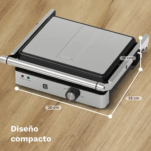 Grill eléctrico mini, 2000 W, apertura 180º, 26x29 cm, GRL-EXTREME GRUNKEL