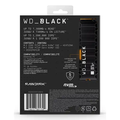 Western Digital Black WD_BLACK SN850X NVMe 2 TB M.2 PCI Express 4.0
