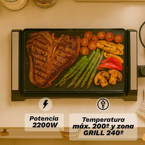 Plancha de asar eléctrica y grill 2000 W, BK-DH51 GRUNKEL