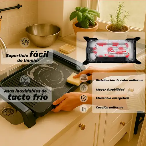 Plancha de asar eléctrica y grill 2000 W, BK-DH51 GRUNKEL