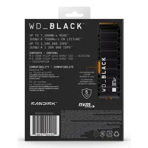 Western Digital WD_BLACK SN850X NVMe 8 TB M.2 PCI Express 4.0