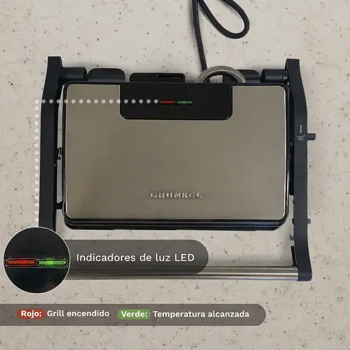 Grill eléctrico mini 1000 W, 23×14,5 cm, apertura 180°, GRL-MARBLE GRUNKEL