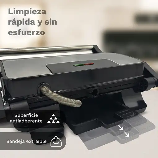 Grill eléctrico mini 1000 W, 23×14,5 cm, apertura 180°, GRL-MARBLE GRUNKEL