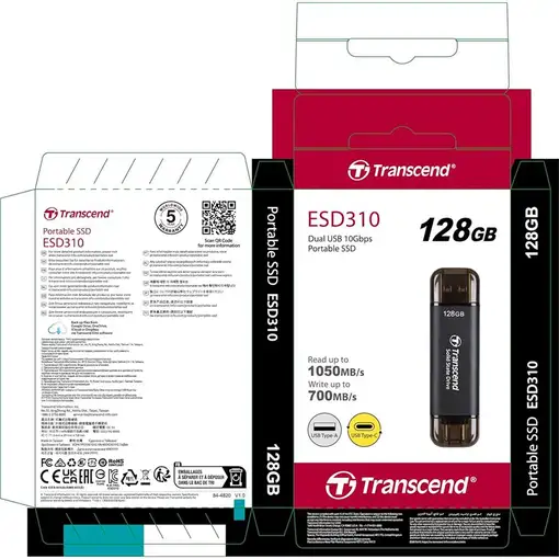 Transcend ESD310C Tecnología Thunderbolt (Rayo) 128 GB USB Type-A / USB Type-C USB