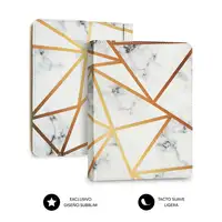Funda Con Teclado Keytab Pro Bluetooth Trendy Mármol Blanco