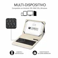 Funda Con Teclado Keytab Pro Bluetooth Trendy Mármol Blanco