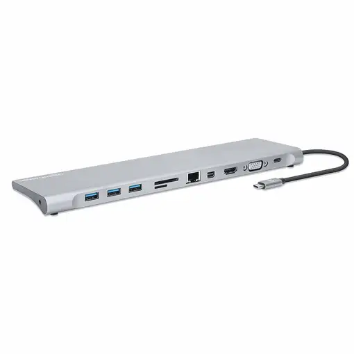 Manhattan Docking Station USB-C 11 en 1 con MST para tres monitores