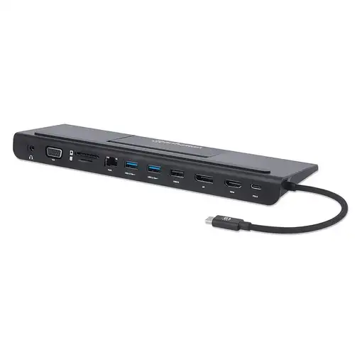 Manhattan Docking station de USB-C a 11 puertos, para tres monitores, con MST