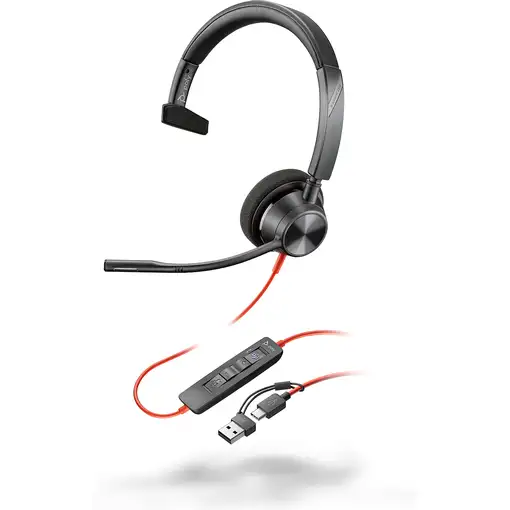 POLY Auriculares monoaurales Blackwire 3310 con certificación Microsoft Teams USB-