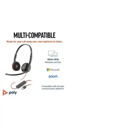 POLY Auriculares Blackwire 3220 estéreo USB-C negro + adaptador USB-C/A (paquete)