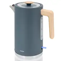 Nordic Hervidor Agua Eléctrico 1,7L Inalámbrico Libre BPA Gris KT1165GRY BRIEBE