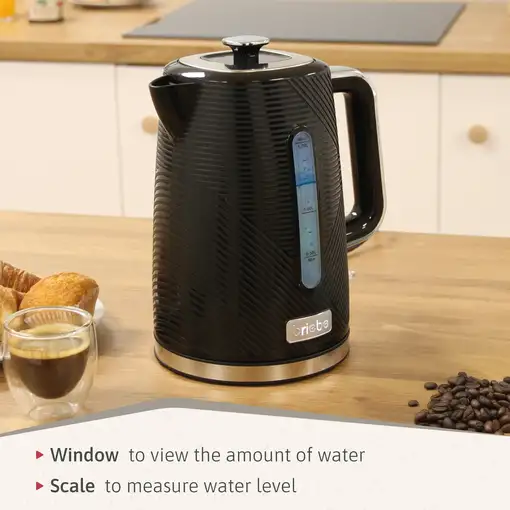 Elegance Hervidor Agua Eléctrico 1,7L Inalámbrico Libre BPA Negro KT1168BLK BRIEBE