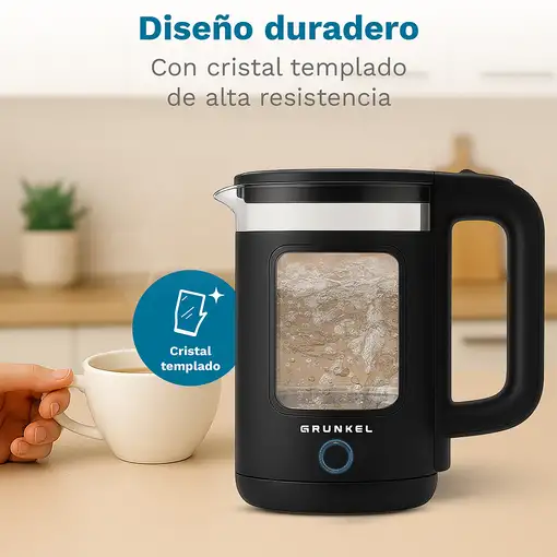 Hervidor de agua negro, 1,8 L, 1500 W, HV-18CWPNG GRUNKEL