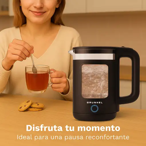 Hervidor de agua negro, 1,8 L, 1500 W, HV-18CWPNG GRUNKEL