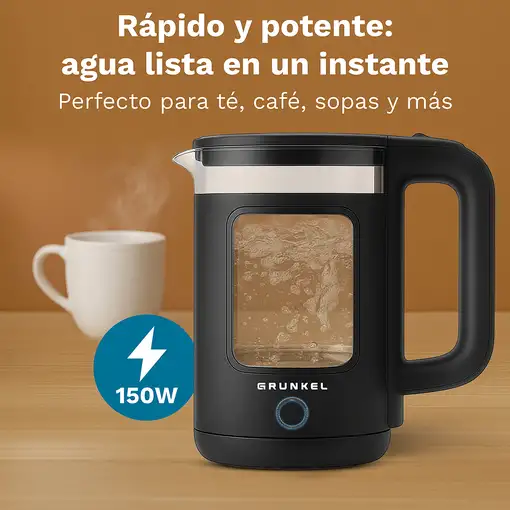 Hervidor de agua negro, 1,8 L, 1500 W, HV-18CWPNG GRUNKEL